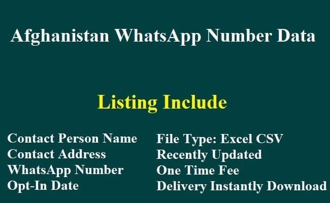 阿富汗 Whatsapp 移动数据库​