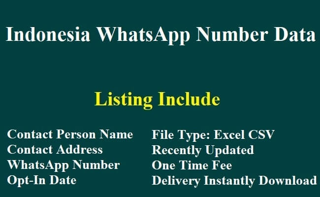 印度尼西亚 Whatsapp 移动数据库​