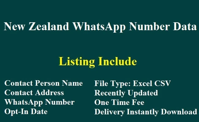 新西兰 Whatsapp 移动数据库​