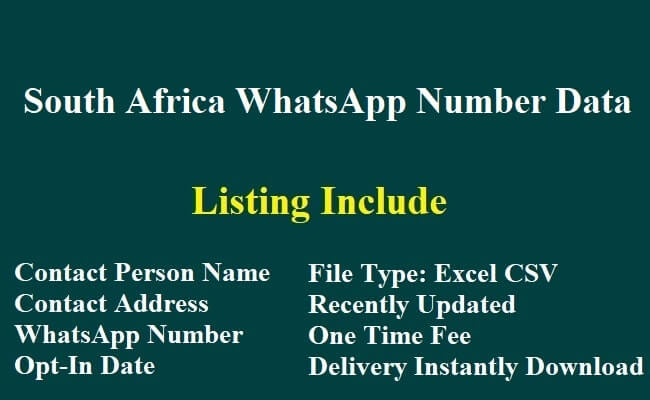 南非 Whatsapp 移动数据库​