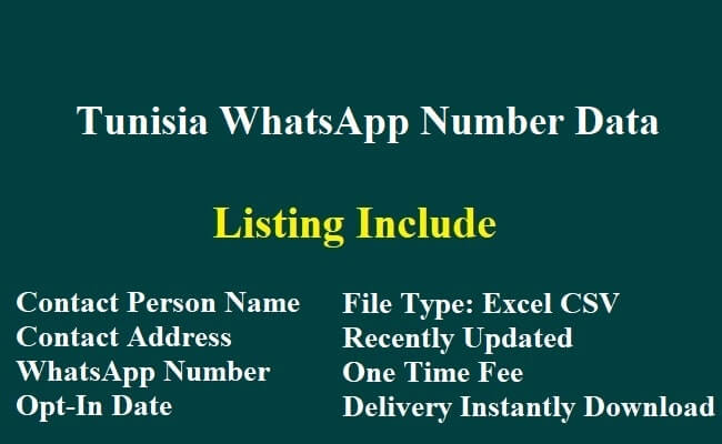 突尼斯 Whatsapp 移动数据库​